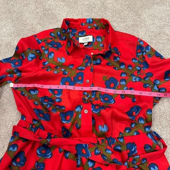 NWT J Crew Collection Womens Long Sleeve‎ Red Dress with Floral Pattern Sz 6 - Picture 10 of 11